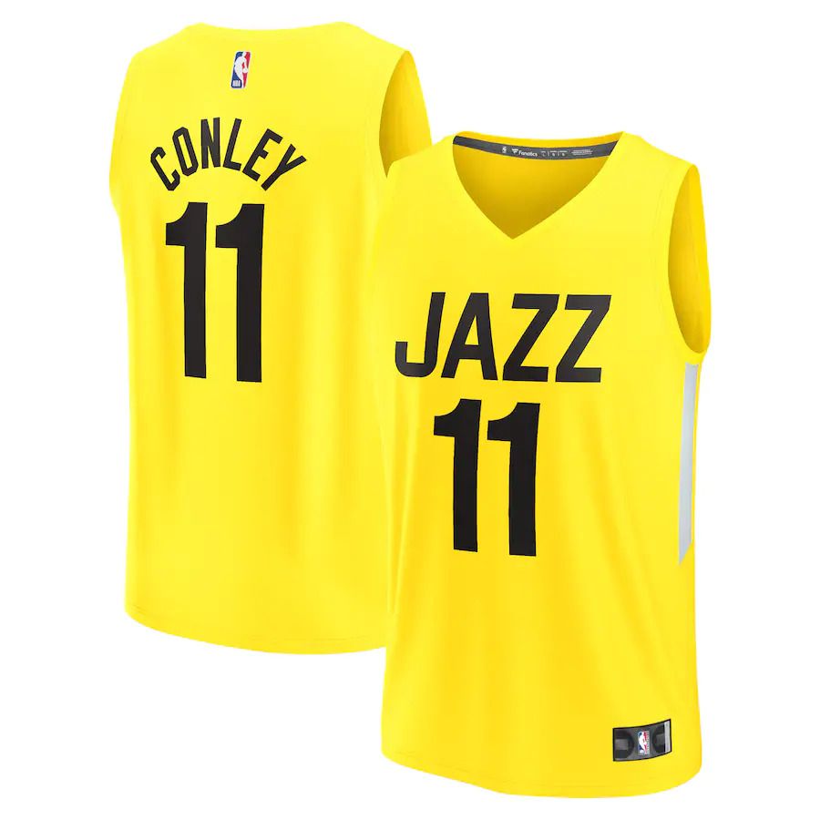 Men Utah Jazz #11 Mike Conley Fanatics Branded Yellow Icon Edition 2022-23 Fast Break Replica Player NBA Jersey->utah jazz->NBA Jersey
